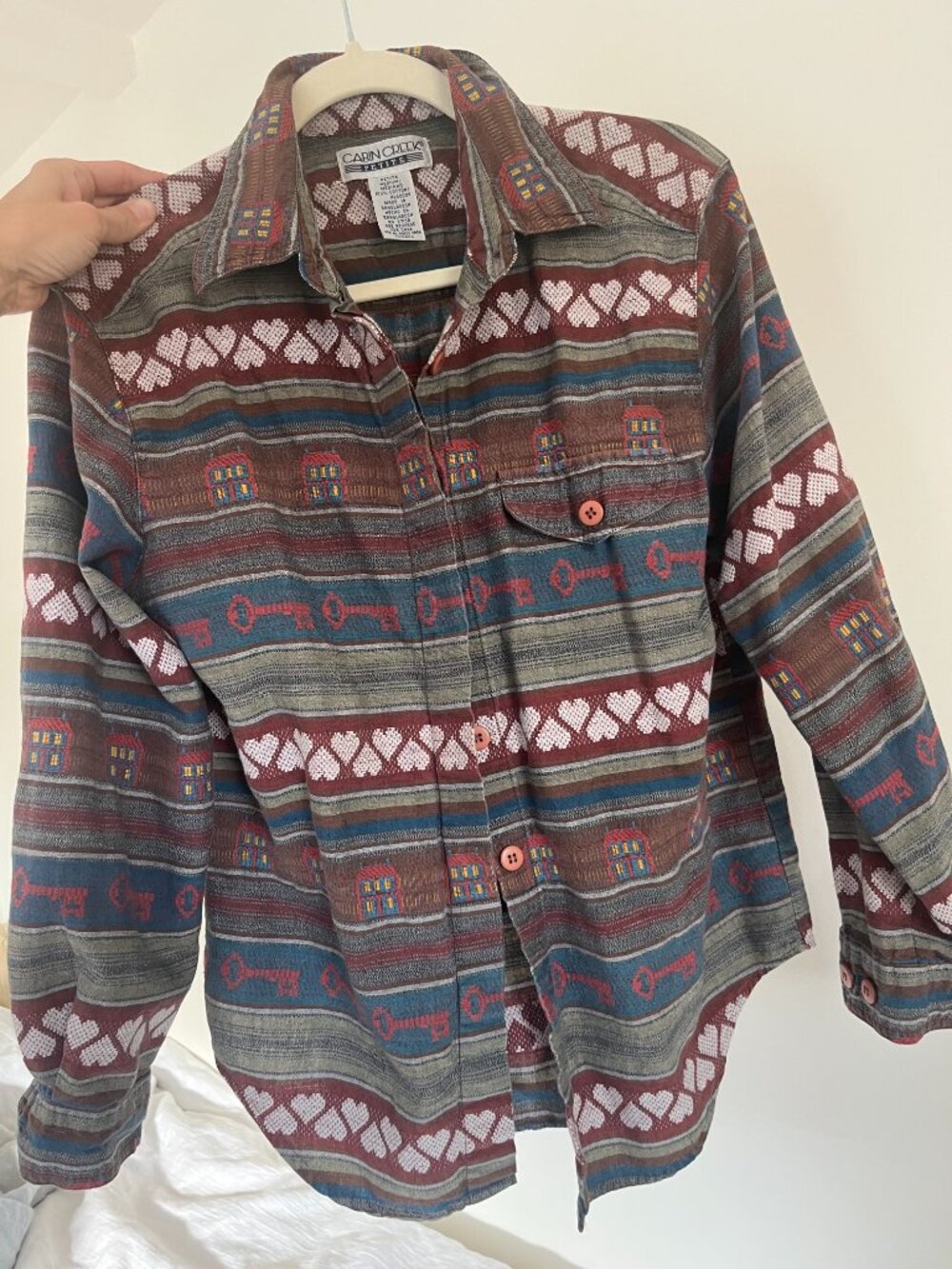 Women's size XS Cotton Novelty Printed Button up
